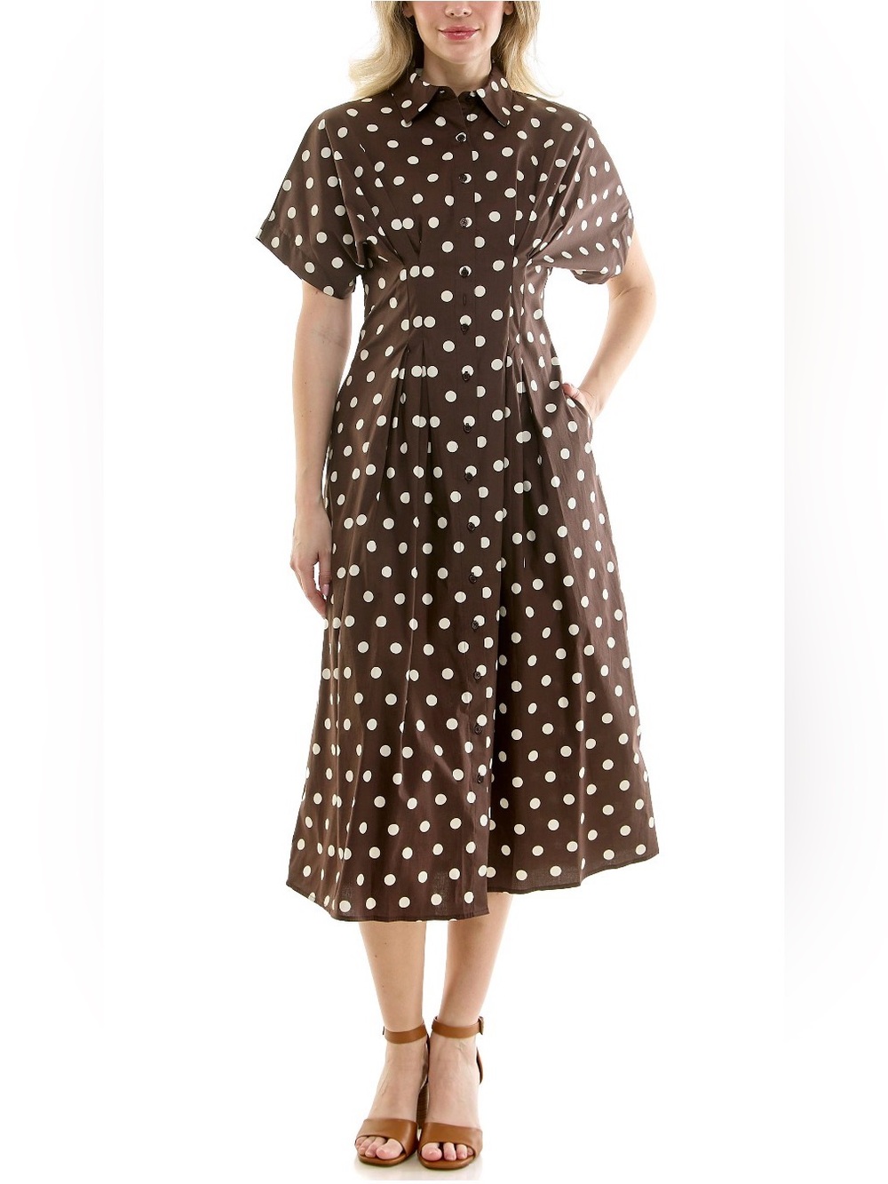 Nicole Miller Women’s Pintuck Waist Shirtdress